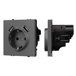 Фото #1 товара Механизм розетки с USB зарядкой SCT-NOBE-MUAA-SFPL-GR (230V, 16A) (Arlight, -)
