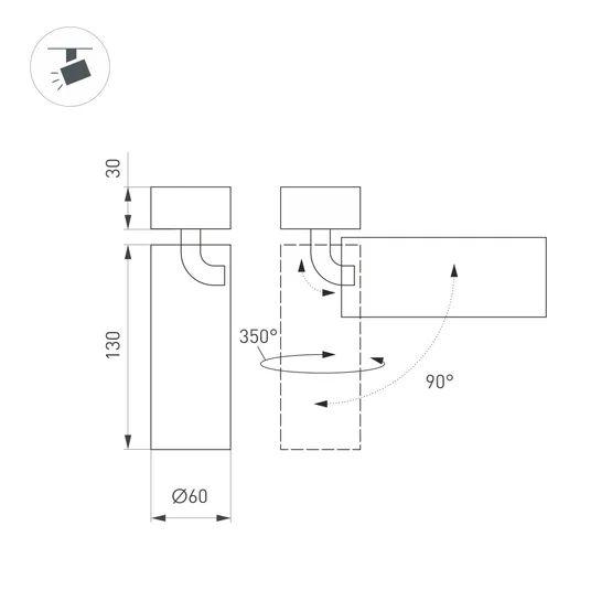 Фото #4 товара Светильник SP-GABI-SURFACE-FLAP-R60-12W Warm3000 (BK, 36 deg, 230V) (Arlight, IP40 Металл, 5 лет)