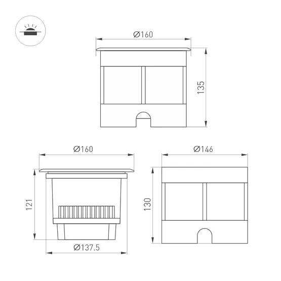 Фото #4 товара Светильник LTD-DAFNA-GROUND-R160-16W Day4000 (SL, 35 deg, 230V) (Arlight, IP67 Металл, 5 лет)