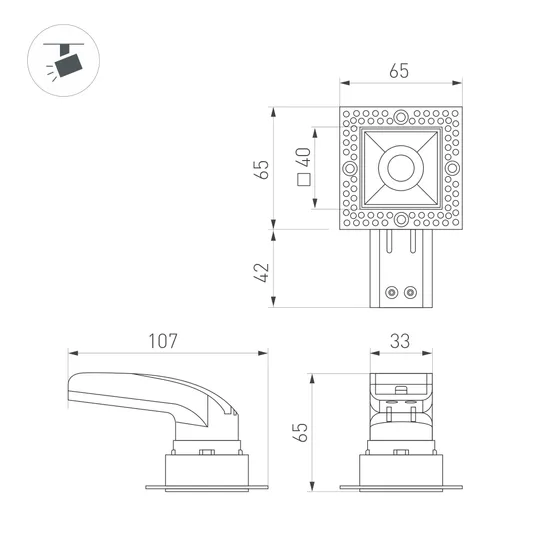 Фото #4 товара Светильник MS-RIALTO-TRIMLESS-S40x40-9W Day4000 (WH, 36deg, 230V) (Arlight, IP20 Металл, 5 лет)