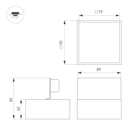 Фото #3 товара Светильник DL-GRIGLIATO-S90x90-12W Warm3000 (WH, 90 deg, 230V) (Arlight, IP40 Металл, 5 лет)