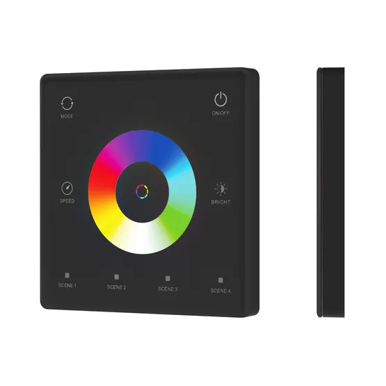 Фото товара INTELLIGENT ARLIGHT Сенсорная панель SMART-SPI-801-11-4SC-RGBW-SUF Black (3V, 2.4G) (IARL, IP20 Пластик, 5 лет)