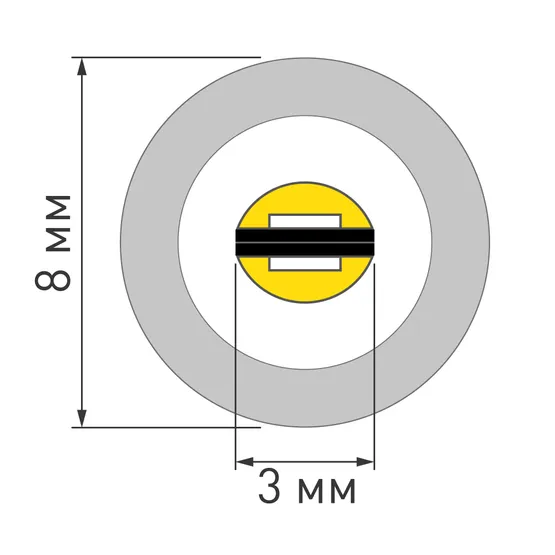 Фото #6 товара Светодиодная лента герметичная LUNA-X960-D8mm 24V Day4000 (8 W/m, IP65, 360deg, 5m) (Arlight, -)