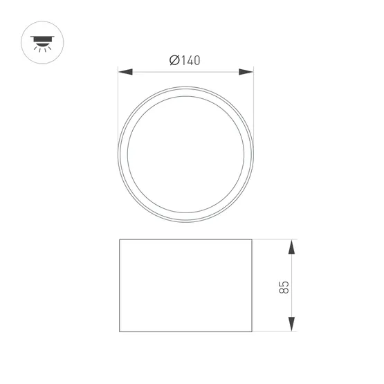 Фото #7 товара Светильник SP-BISCOTTO-R140-15W Warm3300-MIX (BK-GD, 80 deg, 230V) (Arlight, IP54 Металл, 5 лет)