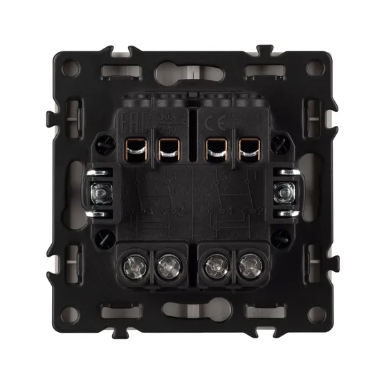 Фото #2 товара Механизм выключателя двухклавишный перекрёстный SWT-NOBE-MKX2-SFPL-IS (230V, 10A) (Arlight, Никель)