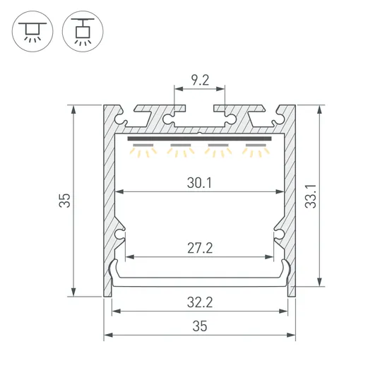 Фото #3 товара Профиль SL-LINE-3535-2000 ANOD (BY) (Arlight, Алюминий)