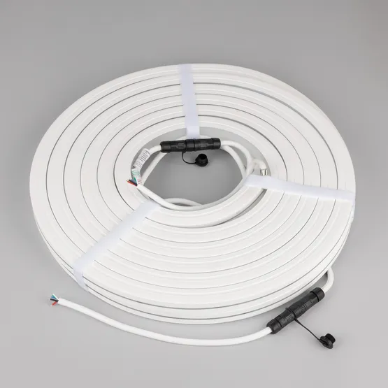 Фото #5 товара Светодиодная лента герметичная MOONLIGHT-PRO-TOP-X336-20x20mm 24V RGBW-Warm (12 W/m, IP67, 10m, wire x2) (Arlight, Вывод боковой, 5 лет)